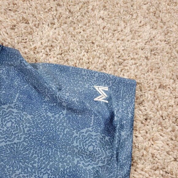 Maelreg Polo Shirt Mens Medium Blue Geometric Golf Short Sleeve Performance - Picture 3 of 8